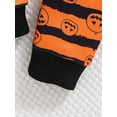 thumbnail image 5 of LIIPEE Boys Girls Outfit Halloween Cartoon Pumpkin Printed Long Sleeve Round Neck Bodysuit Striped Pants Set Baby Breathable Family Gatherings Outfits,Black,6-9 Months, 5 of 9
