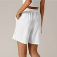 thumbnail image 3 of Nmnitkp Shorts for Women Comfy Drawstring Casual Elastic Waist Pure Color Shorts Summer Beach Lightweight Short Pants with Pockets White,XL, 3 of 5