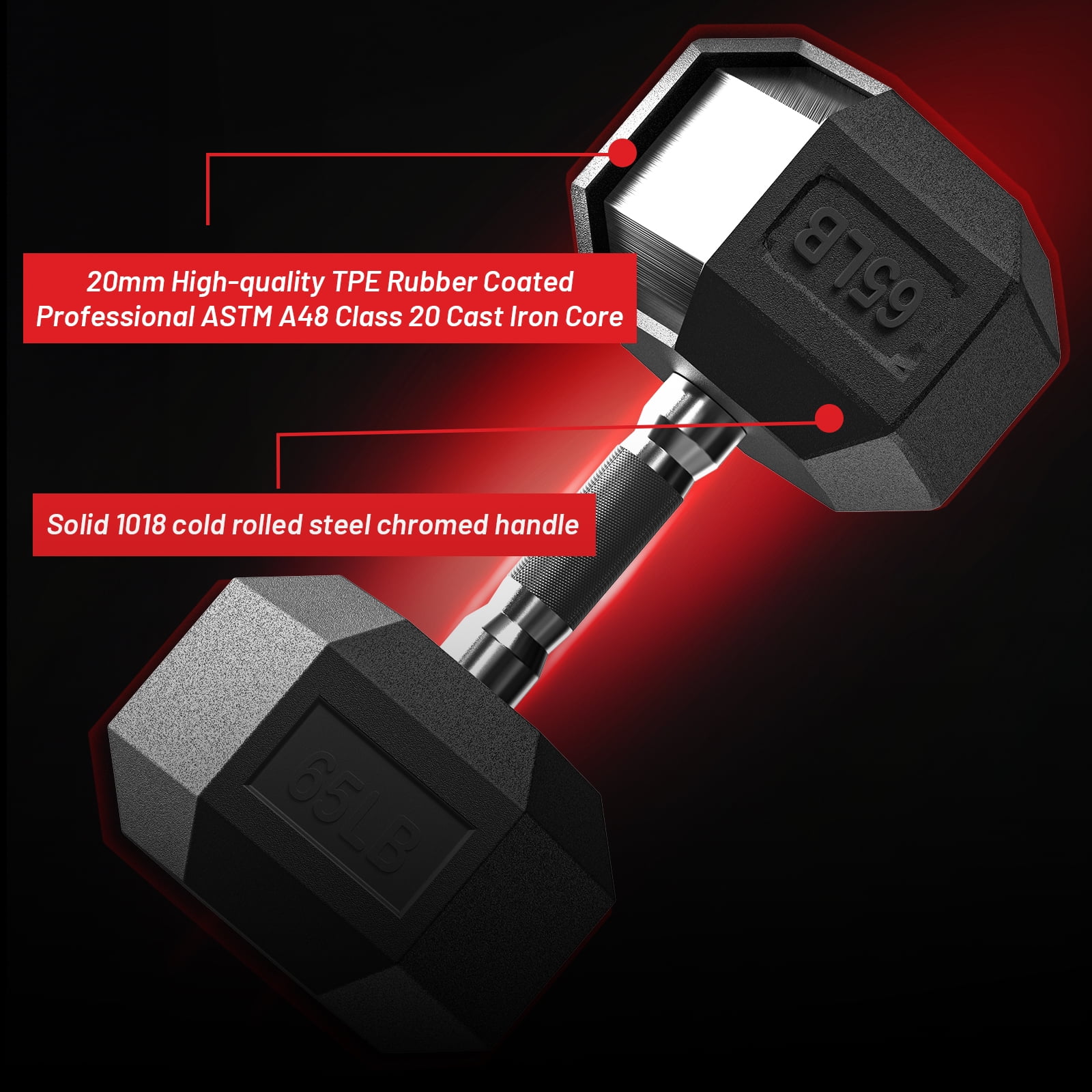 ROALW Hex Dumbbell 12 lb Set of 2 with Rubber Grip, Odorless Rubber Coated Weight Fixed Dumbbells Set of 2, Weights for Women at Home, Hand Weights for Home Gym & Strength Training
