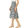 thumbnail image 4 of Allegra K Women's A-Line Floral Print Casual Midi Skirts, 4 of 6