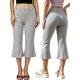 thumbnail image 2 of Pantalones capri para mujer, elegantes, con ojales metálicos, cintura elástica y corte acampanado., 2 of 9