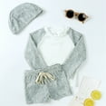 thumbnail image 4 of Hienoo Toddler Boys Long Sleeve Rash Guard Shorts Swimsuit with Sun Hat UPF50+ Bathing Suit,3-Piece, 4 of 8