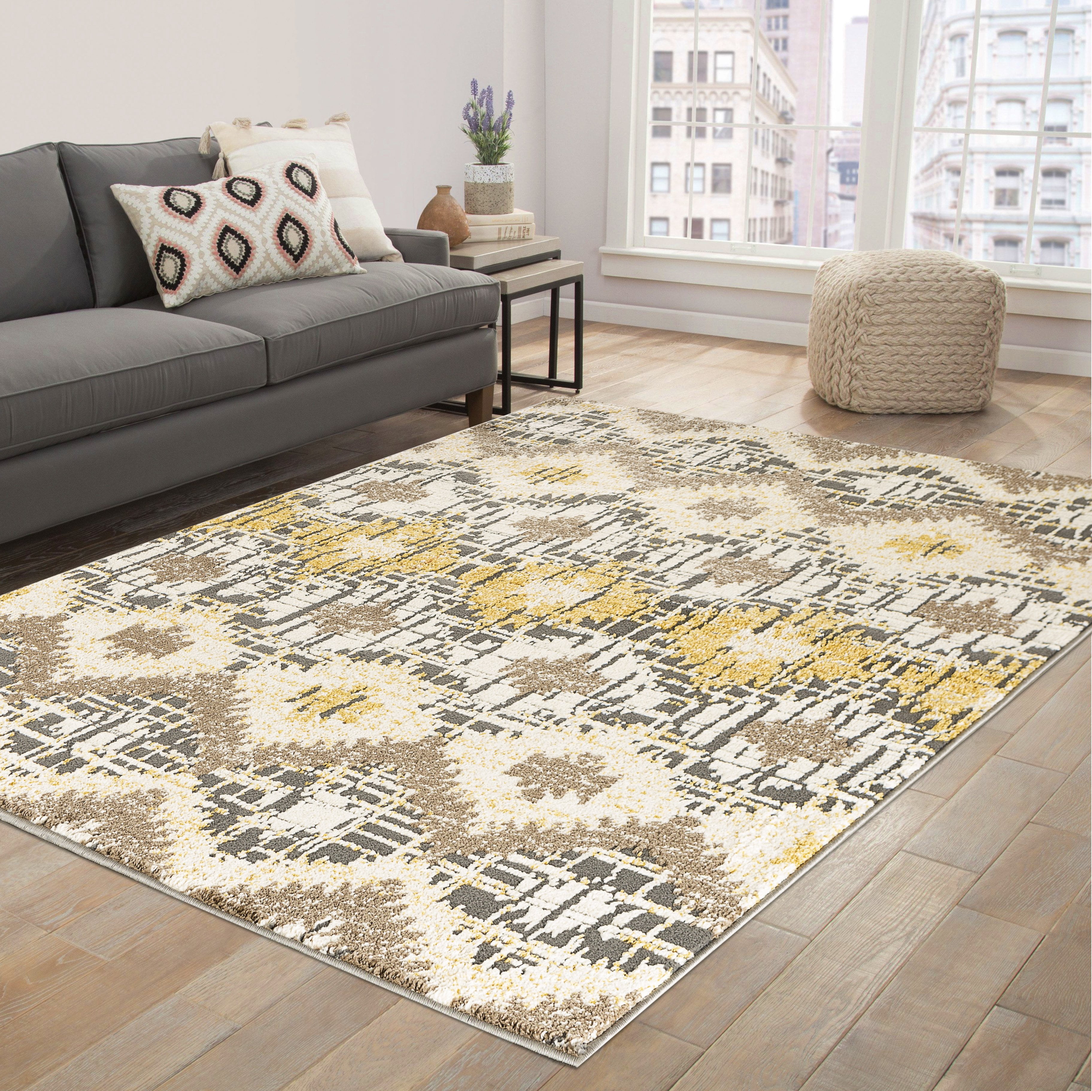 The Sofia Rugs Golden Shaggy Bronze, Beige, Yellow Shag Area Rug