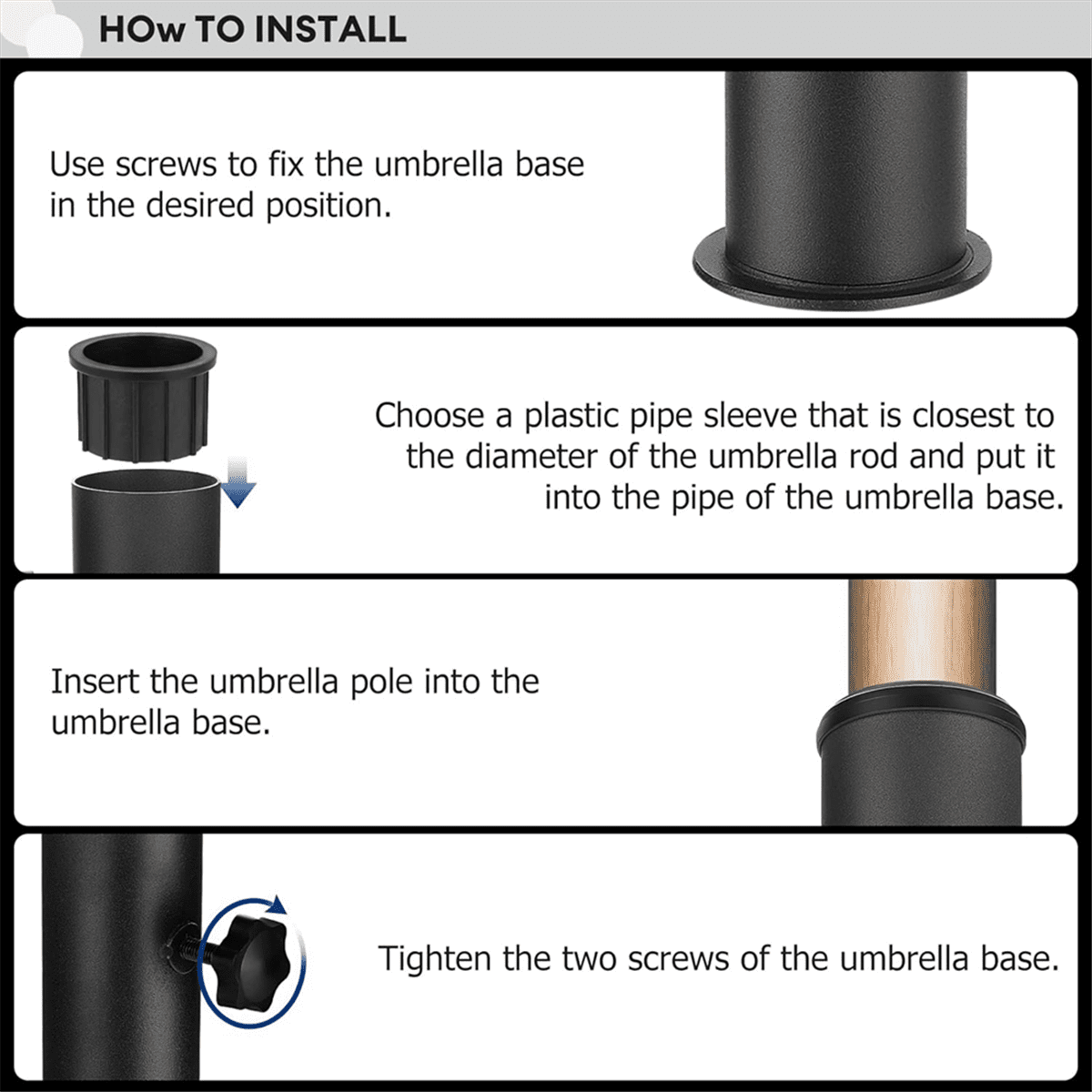 Umbrella Stand Tube Outdoor,Outside Stone Base,Table Bracket,DIY Mount pwm25