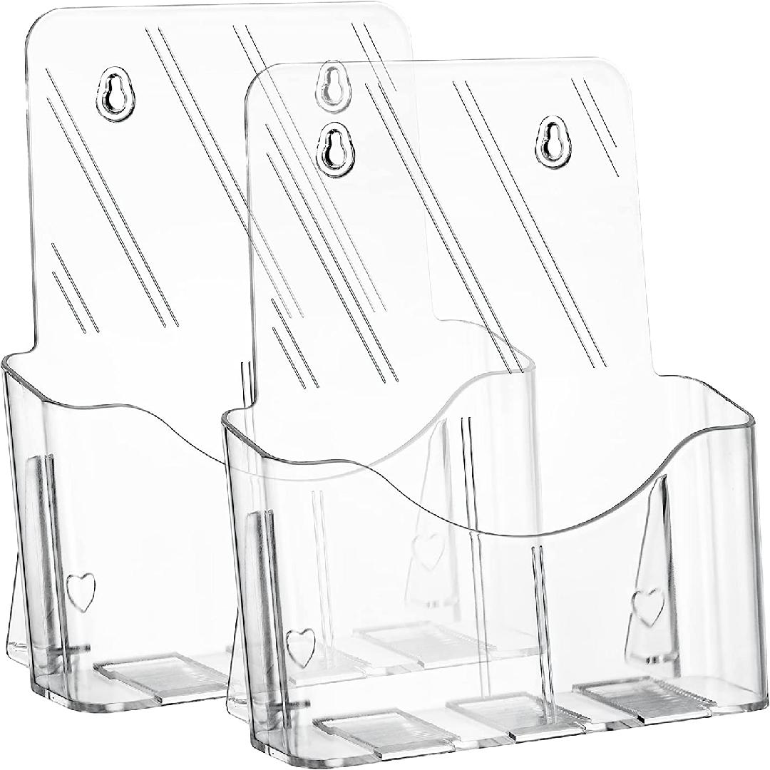 2 Pack Acrylic Brochure Holder, 8.5 x 11 Inches Clear Booklet Display