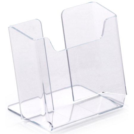 Clear Acrylic Brochure Holder Dispenses 3-3/4-Inch Wide Printed Materials, 3-3/4 x 3-3/8 x 1-1/8-Inch, Frameless Design, For Countertop Use - Sold In Sets Of 25