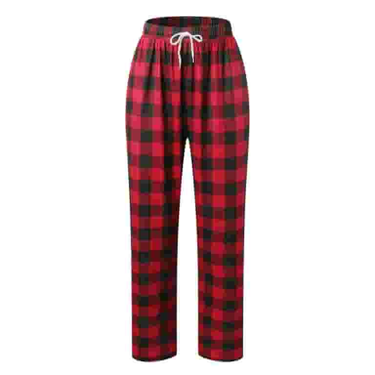 【高知インター店】 Women Drawstring Loose Casual Fall Pants Plaid Christmas Clothing