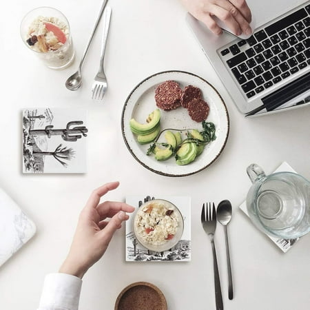 

KXMDXA Cactus Set of 4 Coaster for Drinks Absorbent Ceramic Stone Coasters Cup Mat with Cork Base for Home Kitchen Room Coffee Table Bar Decor