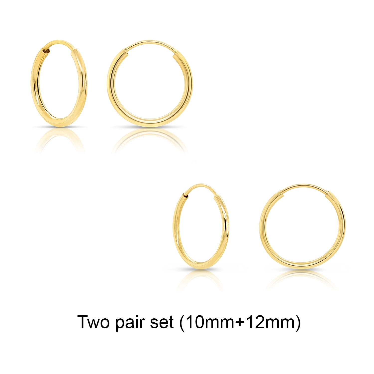 Sonia Jewels 14k White Yellow And White Tri Color Gold Design Plain Huggie Endless Hoop Womens Earrings 11MM X 11MM