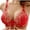 Red, variant on POIUYTR Women's Embroidered Front Hook Bra - Wireless Push-Up Bra with Breathable Cups for All-Day Freshness