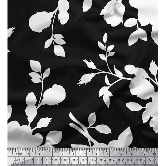 Soimoi Cotton Duck Fabric Leaves & Floral Artistic Fabric Prints by Yard 42 Inch Wide