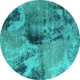 thumbnail image 1 of Ahgly Company Machine Washable Indoor Round Oriental Turquoise Blue Industrial Area Rugs, 4' Round, 1 of 4