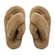 thumbnail image 1 of Zapatillas peludas para mujer, puntera abierta, estilo de banda cruzada, cálidas y suaves, de lana Artificial, zapatillas de casa para dormitorio y hogar, 1 of 8
