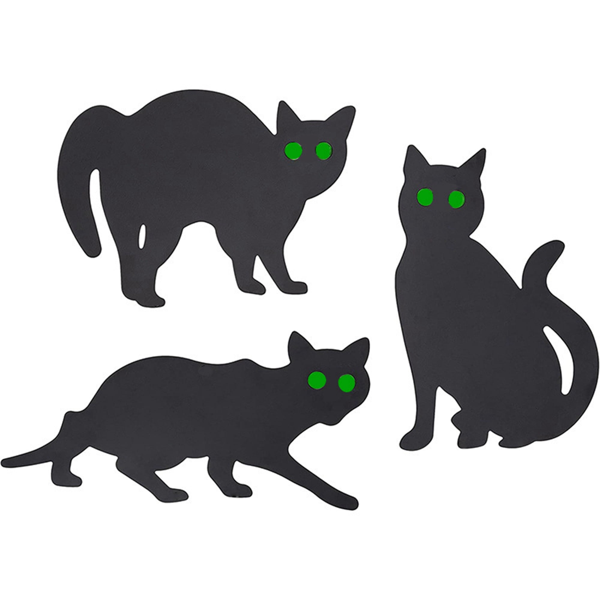 Polinkety 3Pcs Black Cat Halloween Yard Signs, 14Inch Fluorescent Eyes