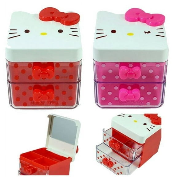 1 x RED Hello Kitty Jewelry Box Mirror Jewelry Case Storage Organizer ( 1 red only )