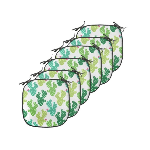 Succulent Chair Seating Cushion Set of 2, Cactus with Flower Spikes Desert Plantation, Seat Pads for Office with Anti-slip Backing, 16"x16", Green Dark Seafoam, by Ambesonne