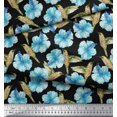 thumbnail image 2 of Soimoi Crepe Silk Fabric Hummingbird & Floral Print Fabric by the Yard 42 Inch Wide, 2 of 3