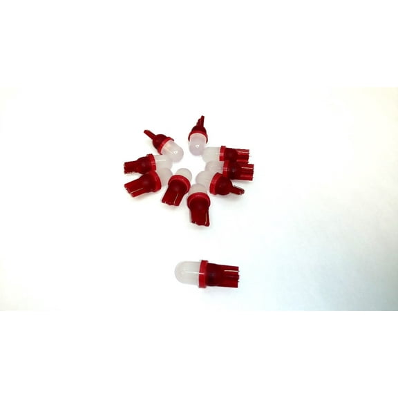 10 Pack Pinball replacement bulb LED 6.3 volt AC, 555 clear wedge base T10 Cool Red Frosted