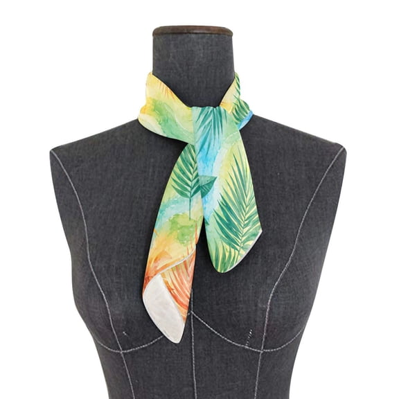 Square Scarf 24x24 Inch Colorful Beach Palm Watercolor Art Silky Satin Sun Protection Neck Scarf for Women Multi-Purpose Head Wrap Bandana for Hair Bag Decoration