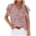 thumbnail image 4 of Machine à Imprimer des T-Shirts Mode Femme Blouse Décontractée Col en V Manches Courtes T-Shirt Tops d'Été Décontractés, 4 of 5