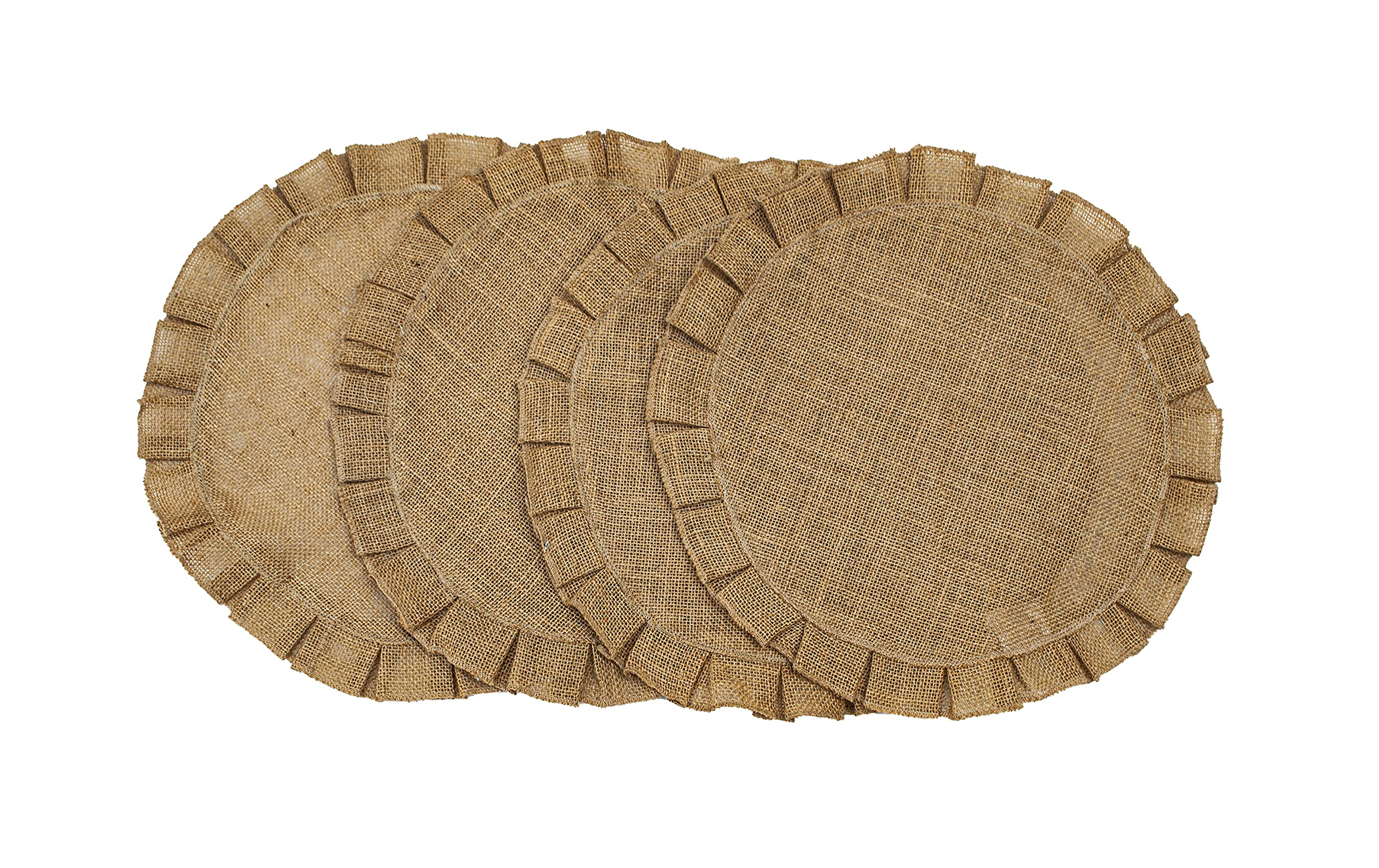 CHARDIN HOME Jute Burlap Round Placemats, Set of 4 Rustic Table mats