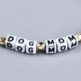 thumbnail image 2 of 12pcs Mother's Day Faceted Round Glass Beads Stretch Bracelets with Cube Acrylic Letter Beads Word Dog Mom Blanched Almond Inner Diameter: 2-1/8 inch(5.3cm), 2 of 3