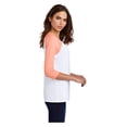 thumbnail image 3 of District Womens Perfect Tri 3/4-Sleeve Raglan T-Shirt Heather Dusty Peach/ White DM136L M, 3 of 3