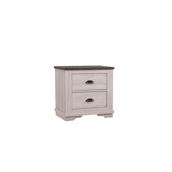 JERFIT Modern Nightstand with 2 Drawers, Wood Bedside Table for Bedroom, Off White and Gray Two-Tone Finish