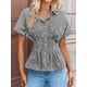 thumbnail image 2 of Blusa Tankaneo de manga corta con botones en forma de peplum a rayas para mujer, 2 of 6