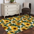 thumbnail image 3 of Sunflower Area Rugs 4'x6', Washable Small Throw Rugs for Office Bathroom, Vintage Spring Floral Botanical Yellow Green Indoor Outdoor Rug Non-Slip Low Pile Carpet Runner Reversible Floor Mats, 3 of 8