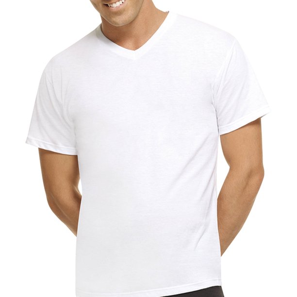 Hanes - Big Men's FreshIQ White ComfortBlend V-Neck T-Shirts 3-Pack ...