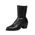 thumbnail image 2 of Women Boots Pointed Toe Mid Calf Boots with Back Zipper Comfort PU Slouch Shoes with Stacked Block Heel for Fall Winter Casual Outdoor Daily Wear, 2 of 9