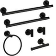 thumbnail image 4 of Cfowner 6 Piece Wall Mount Towel Rack Set, Bathroom Stainless Steel Set, Wall Mounted Robe Hook for Home & Office, Matte Black, 4 of 6