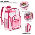 thumbnail image 2 of Sanmadrola Clear Backpack Clear Bag Heavy Duty Waterproof Transparent Large PVC Backpacks for Teenagers Women Men for Stadium School College Travel Work Hiking, Hot Pink, 2 of 6