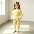thumbnail image 6 of Spazoro Toddler Girls Boys 100% Cotton Outfit Sets, Soft & Comfy Loungewear Cute Print Long Sleeves Top Trousers Casual Shirts and Pants 2PC Sets Yellow Size 3 T, 6 of 9