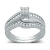 Forever Bride 1/3 Carat T.W. Diamond Sterling Silver Princess Quad Bridal Set