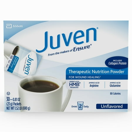 Juven Therapeutic Nutrition Drink Mix Powder for Wound Healing Includes Collagen Protein, Unflavored, 30 (Best Way To Drink Collagen Powder)