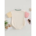 thumbnail image 5 of Arvbitana Baby Boys Girls Contrast Color Romper Short Sleeve O Neck Triangle Bottom Jumpsuit Summer Casual Simple Bodysuit for Newborn 0-24M, 5 of 9