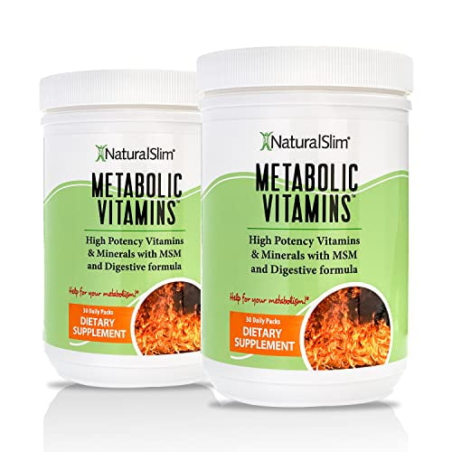 Vitaminas metabólicas NaturalSlim - Combinación de multivitaminas de alta potencia, minerales, complejo B, Msm y suplementos de fórmula digestiva para hombres y mujeres - Apoyo energético y metabolism