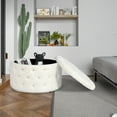 thumbnail image 5 of Homebeez Round Storage Ottoman Button Tufted Footrest Stool Coffee Table Children Sofa Stool,White, 5 of 8