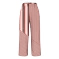 thumbnail image 4 of ABATAB Stripe Pants for Women Beach Vacation Cotton Linen Trousers Wide Leg Loose Elastic Waist Summer Outfits, 4 of 5
