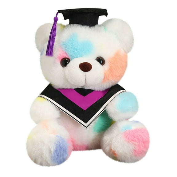 Holloyiver Graduation Bear Class of 2024, 9 Inch Stuffed Animal Graduation Gift White Graduation Plush Bear with Hat for Kindergarten Elementary High School College Graduation Party School