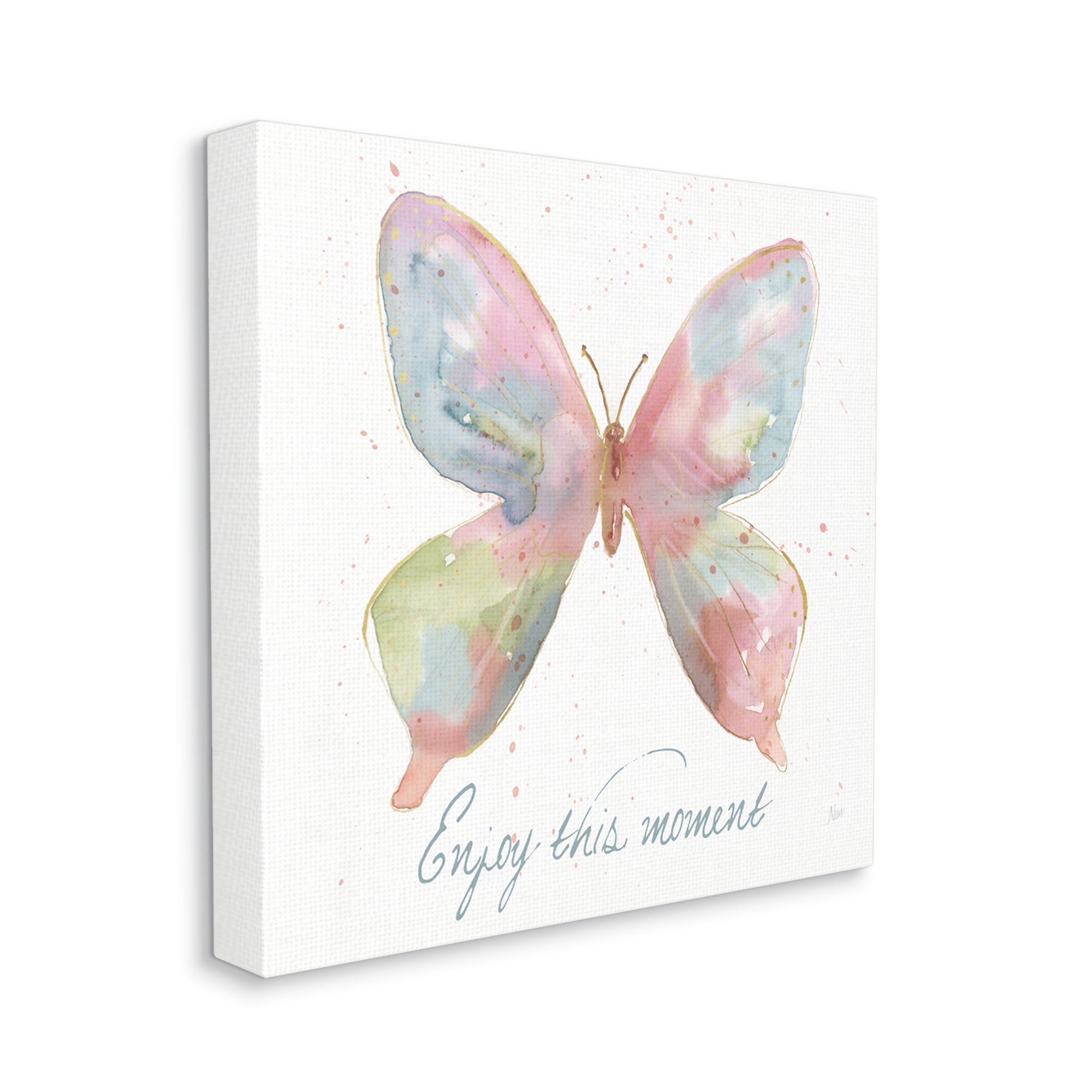 Stupell Industries Enjoy This Moment Butterfly Animals & Insects Painting Gallery Wrapped Canvas Art Print Wall Art, 30 x 30