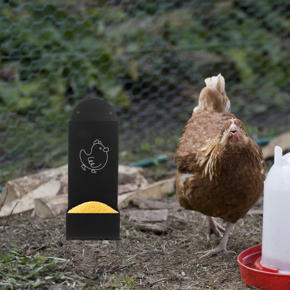 BESTYASH Comedero Resistente Para Gallineros Con De Grit Y Cáscara Metal Negro