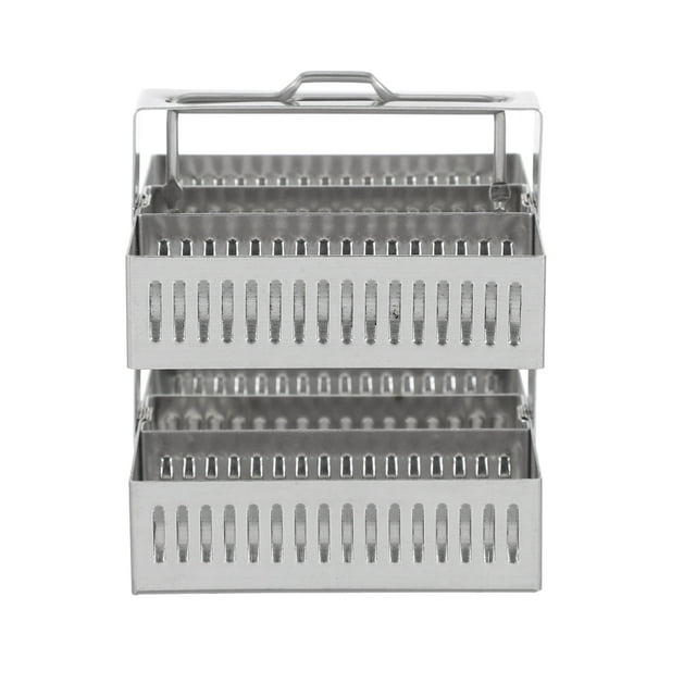 MasteelfCA Glass Slides Rack Stainless Staining Rack 30 Positions Microscope Slides Holder