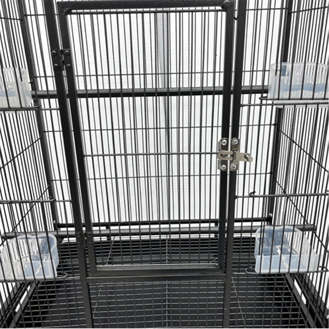 INTBUYING Parrot Cage Medium Bird Cage Breeding Cage with 4 Feeders Iron Black