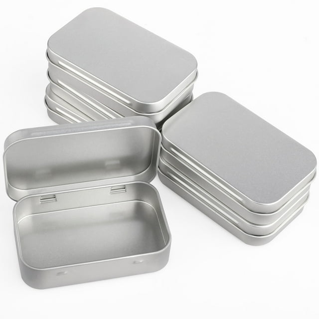 Mini Boîtes Rectangulaires Portatives en Métal Vides à Charnières, Petites Boîtes de Rangement, Contenants