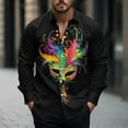 thumbnail image 2 of QATAINLAV Men Long Sleeve Mask Graphic Shirts 2025 Mardi Gras Outfits Casual Button Down Blouse Tops Funny Carnival Hawaiian Shirts Multicolor XL Back to College Sale, 2 of 6