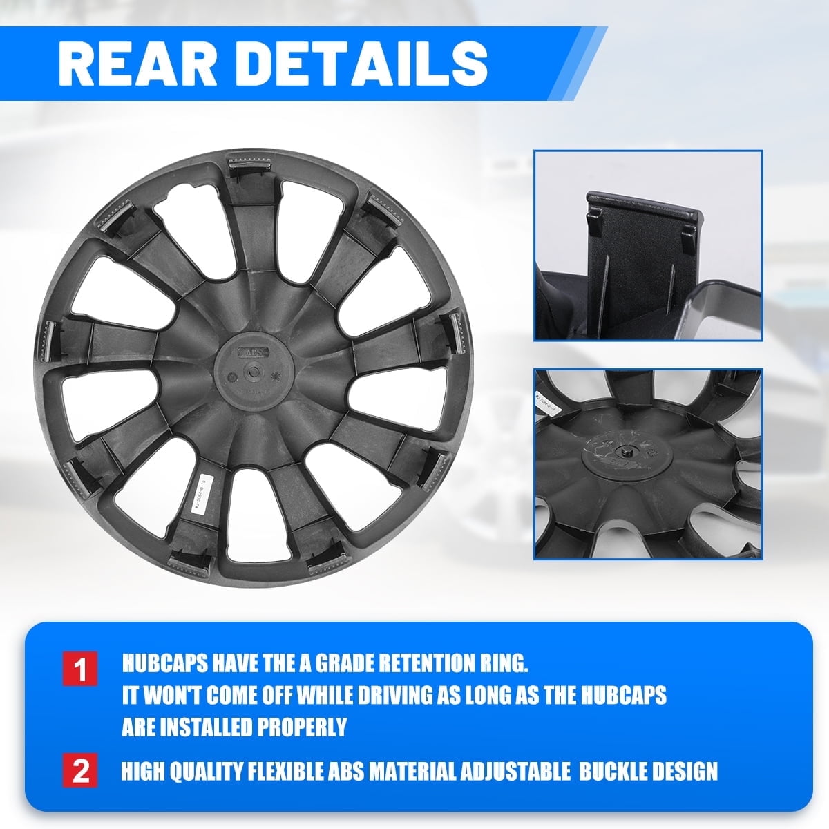 (4-Pack) 13" Universal Wheel Rims Cover Hubcaps Snap-on ABS Hub Caps Replacement for Car,Truck,SUV（13-inch,Matte Black Painted）
