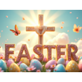 thumbnail image 4 of Easter Themed Decorative Backdrop Bunny Cross Eggs Butterflies Banner Party Decoration Photography Props Spring Celebration Decor Background, 4 of 4